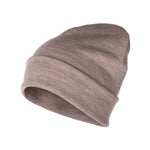 Taupe merino wool beanie by Lenne, view 2