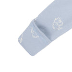 Powder blue footed cotton baby romper with elephants by Lenne, view 2