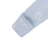Powder blue footed cotton baby romper with elephants by Lenne, view 2