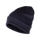 Navy merino wool beanie by Lenne, view 2