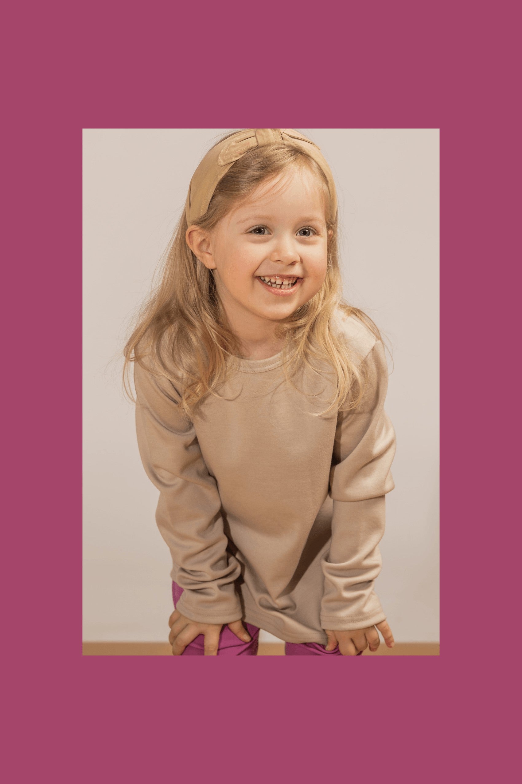 Beige kids merino wool top by Lenne, view 3