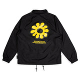 Black Moomin coach jacket with yellow flower print by Nordicbuddies, view 4