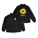Black Moomin coach jacket with yellow flower print by Nordicbuddies