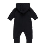Black hooded merino wool baby overall by Lenne, view 2