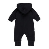 Black hooded merino wool baby overall by Lenne, view 2