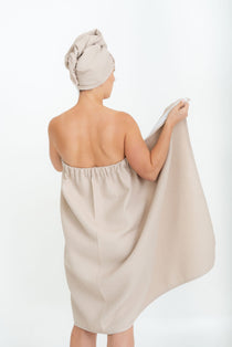 Cotton waffle sauna wrap with a velcro fastening, 100% cotton waffle