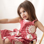 Kids Summer Dress Sunshine, Sun Print, sewn in Poland by Zezuzulla