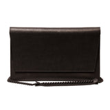 Leather Shoulder Bag Black Matte Chain Handmade - Snøluv
