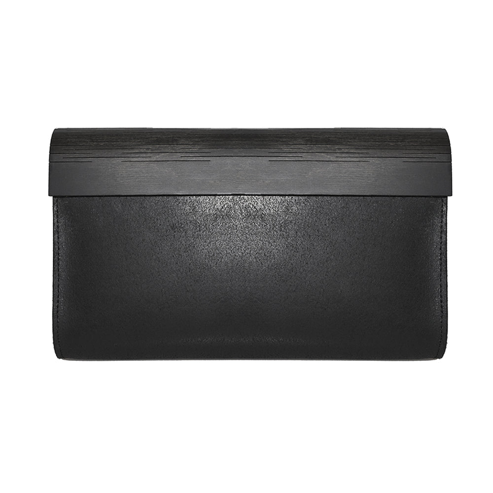 Leather Clutch Bag Wood and Leather Handmade - Snøluv