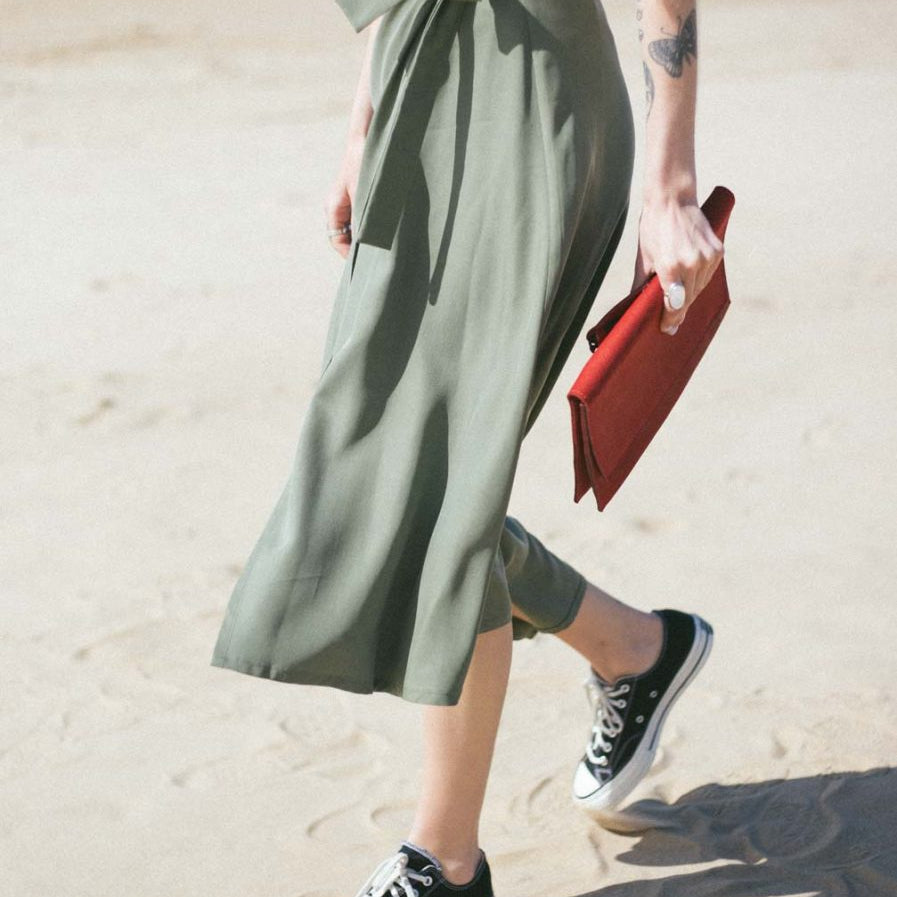 Red Leather Chain Shoulder Bag, Handmade Crossbody - Snøluv