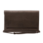 Leather Shoulder Bag Black Matte Chain Handmade - Snøluv