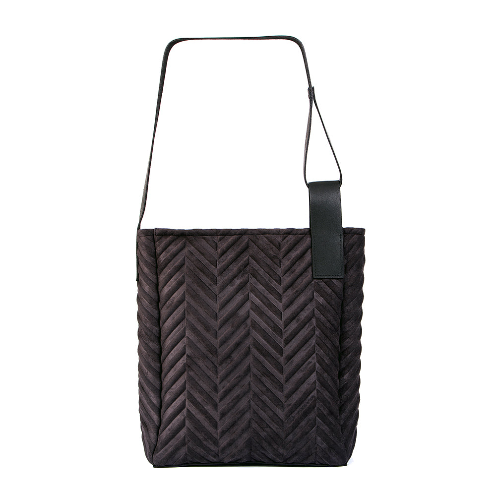 Leather Shopper Bag Herringbone Handmade Design - Snøluv