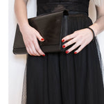 Leather Clutch Bag Wood and Leather Handmade - Snøluv