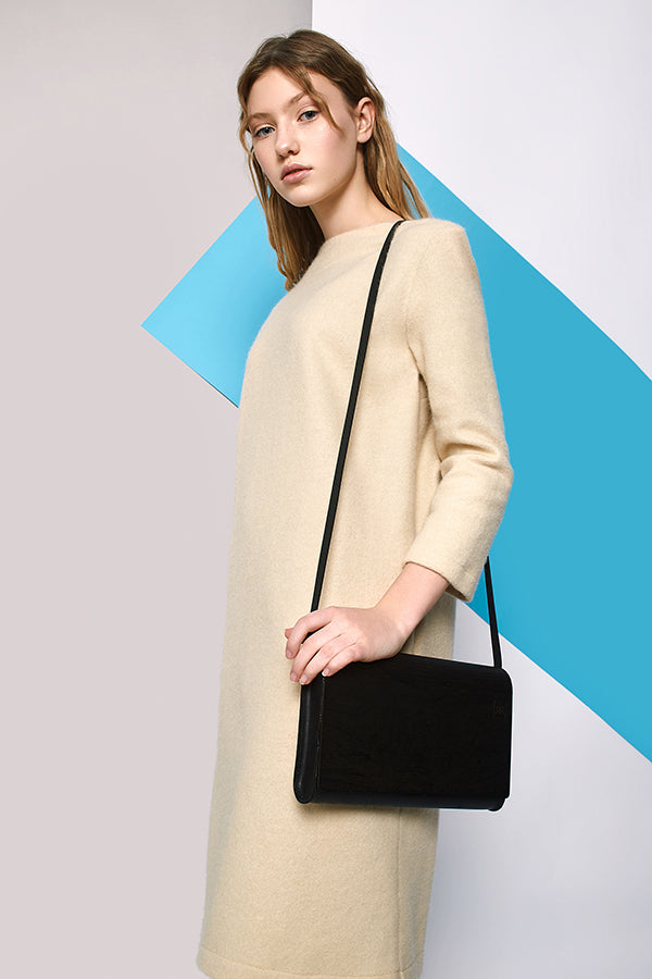 Leather Clutch Bag Wood and Leather Handmade - Snøluv