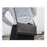 Leather Clutch Bag Wood and Leather Handmade - Snøluv