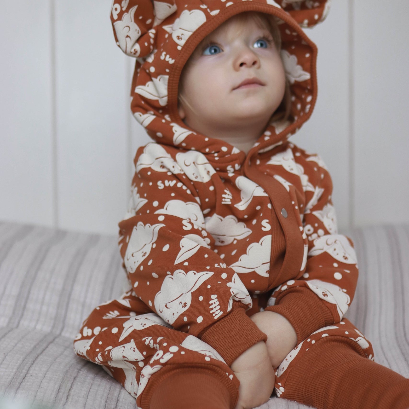 Eared Jumpsuit for Babies and Kids - Cinnamon Sheep
