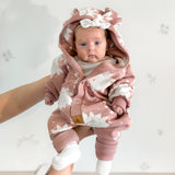 Eared Jumpsuit for Babies and Kids - Pink Suns