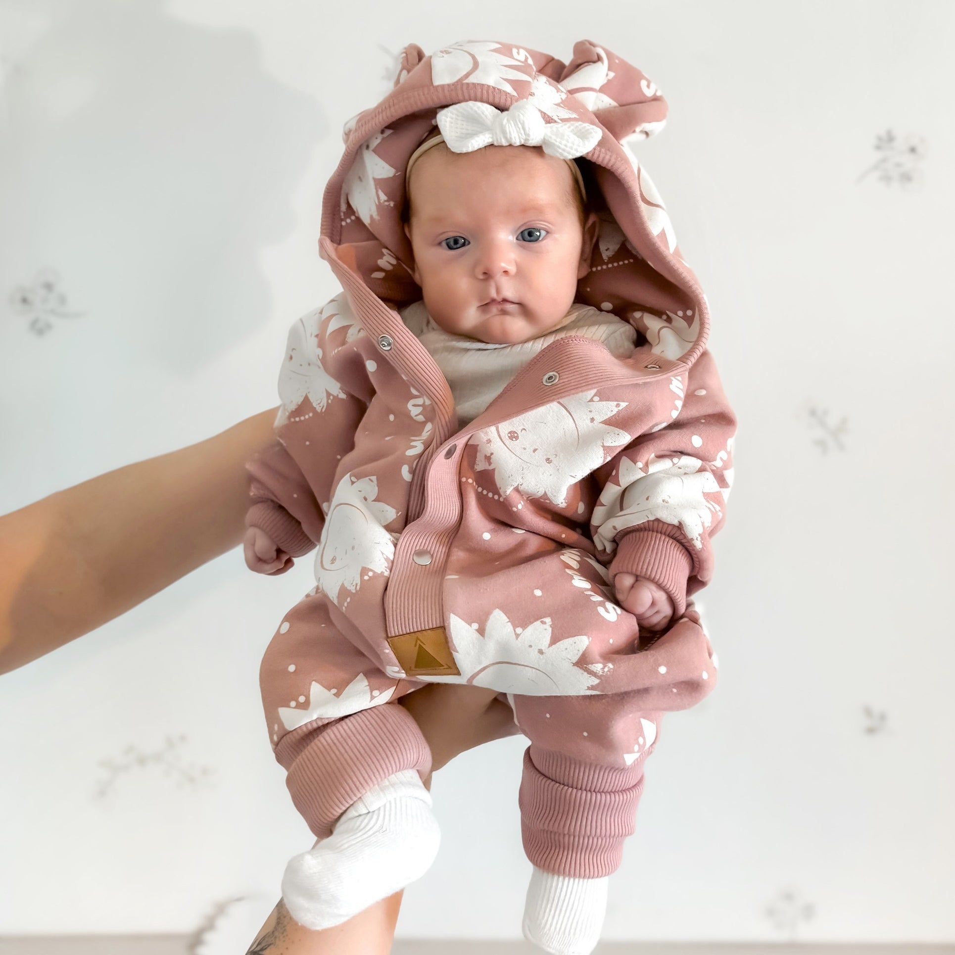 Eared Jumpsuit for Babies and Kids - Pink Suns