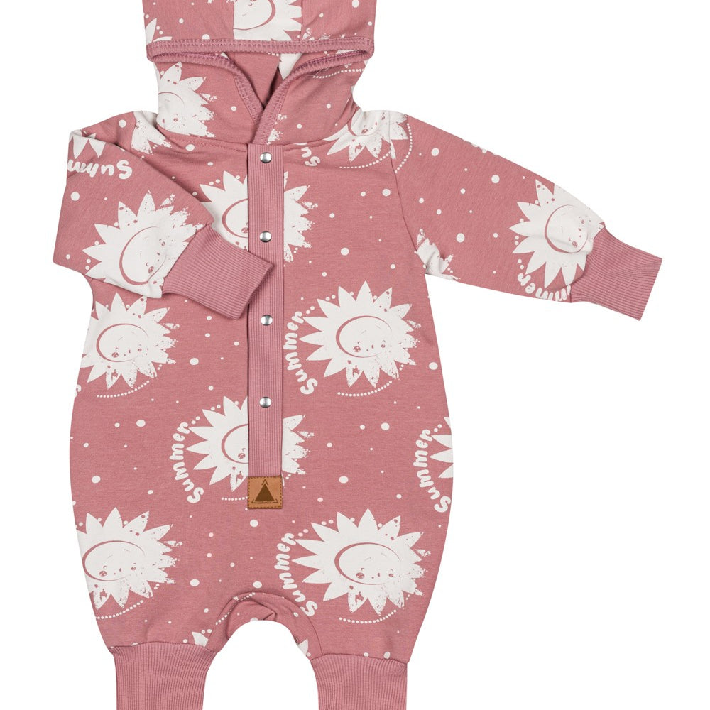 Eared Jumpsuit for Babies and Kids - Pink Suns