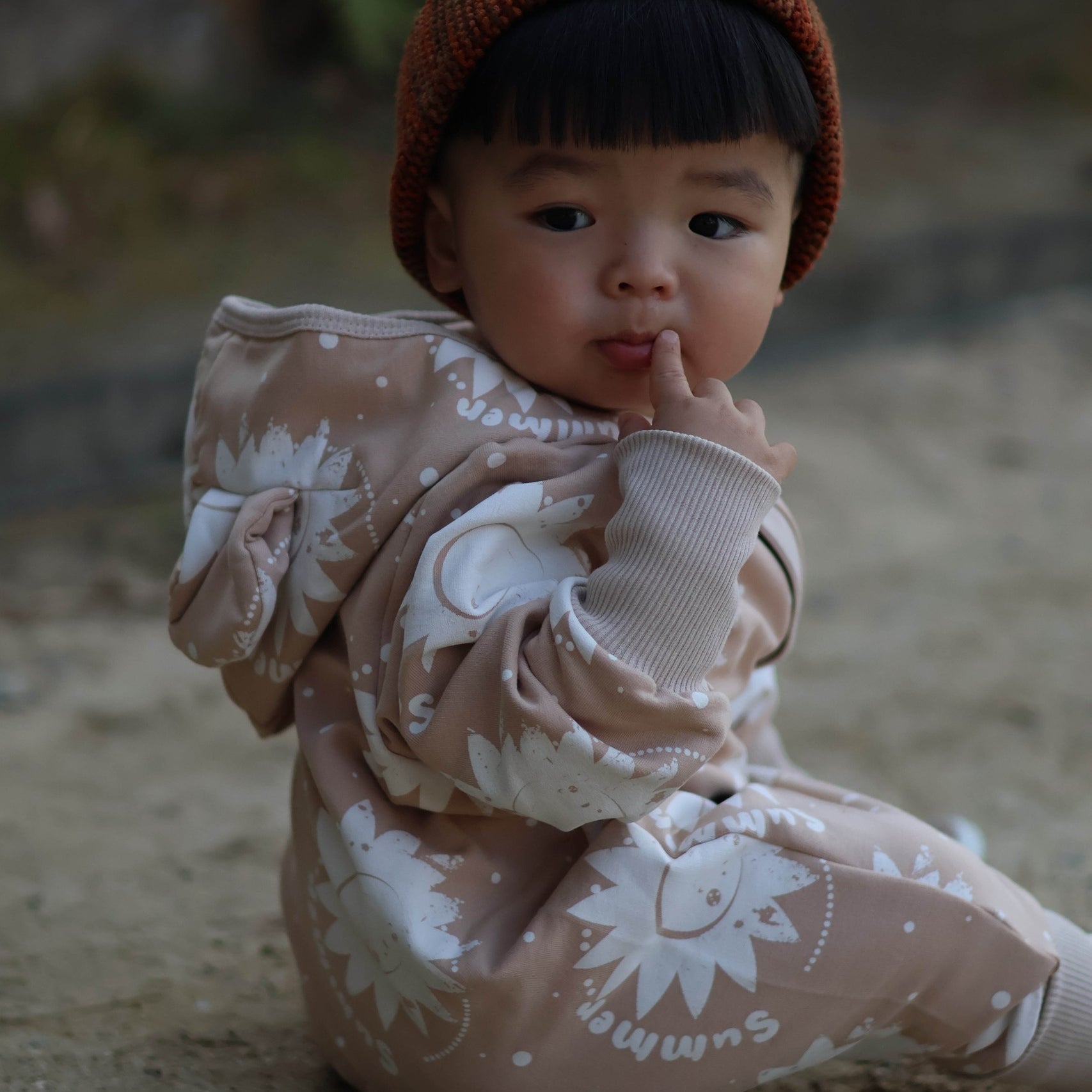 Eared Jumpsuit for Babies and Kids - Beige Suns