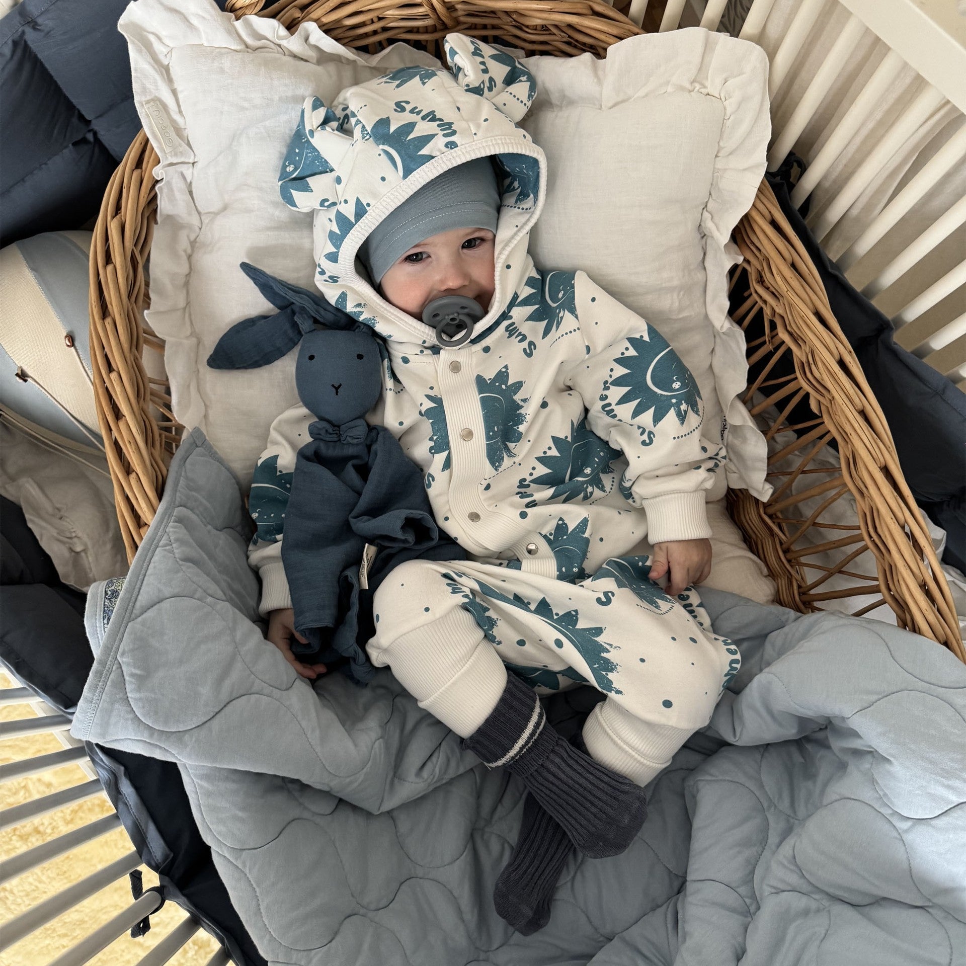 Eared Jumpsuit for Babies and Kids - Ecru Suns