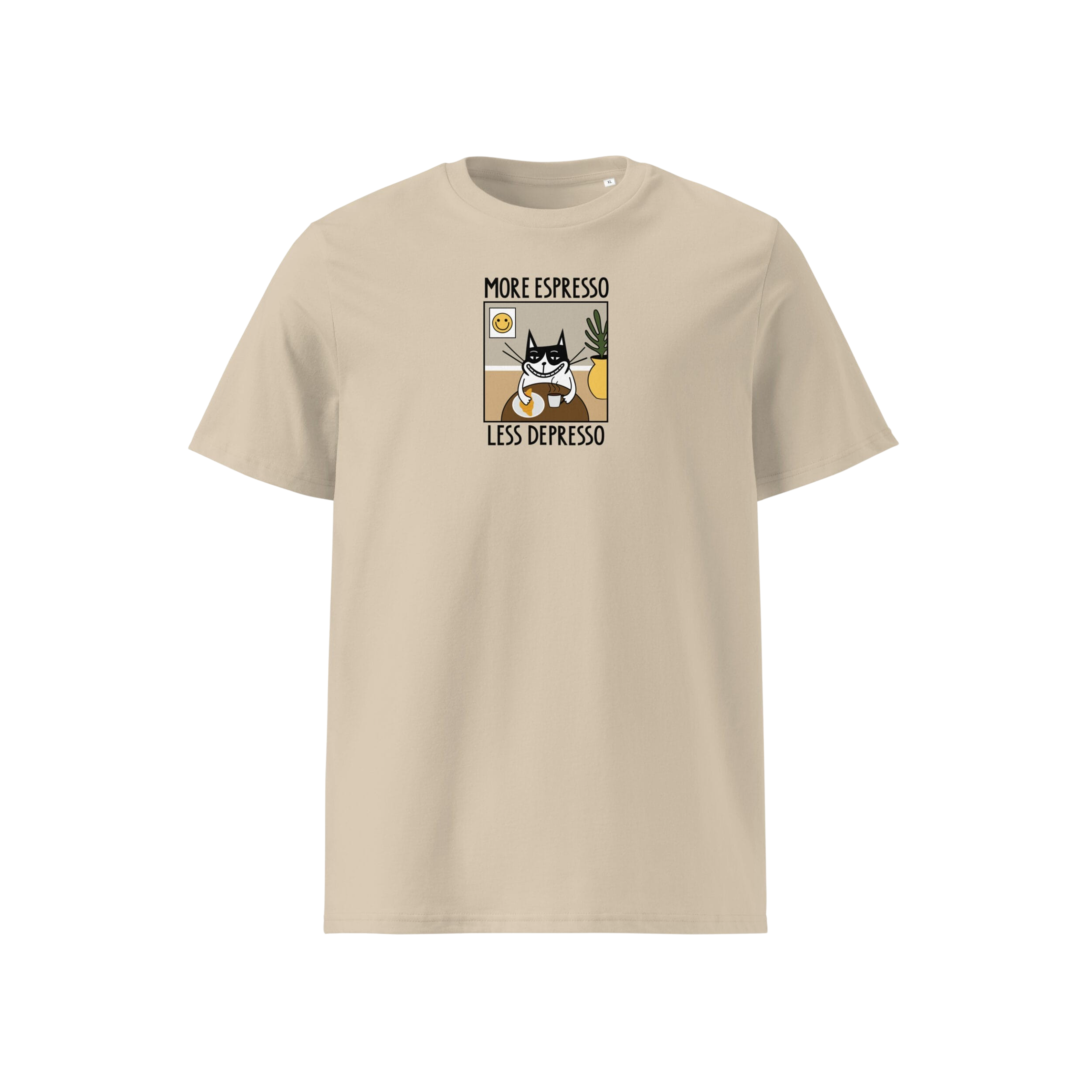 HILP More Espresso Less Depresso unisex t-shirt in sand