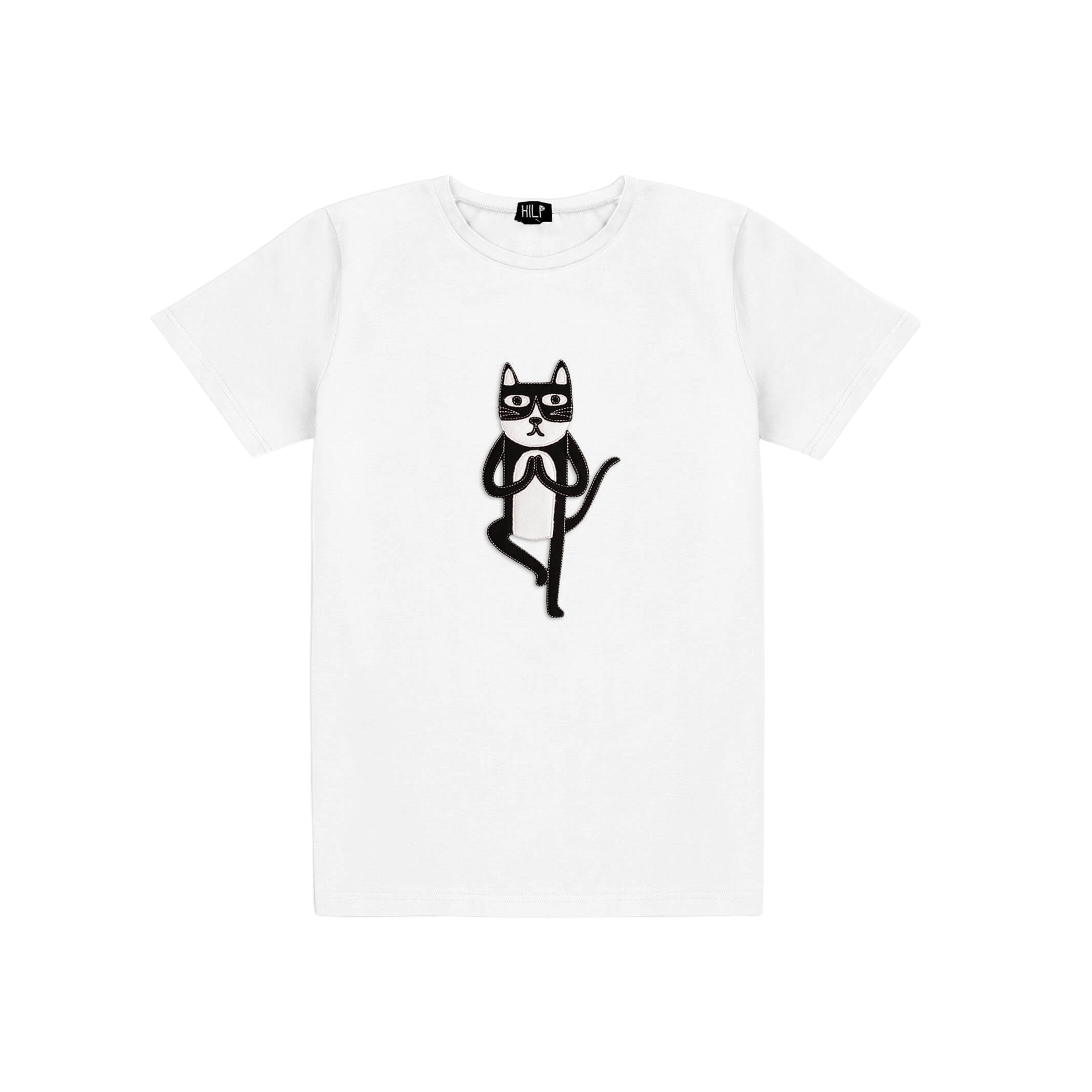 HILP Yoga Cat men's t-shirt in white