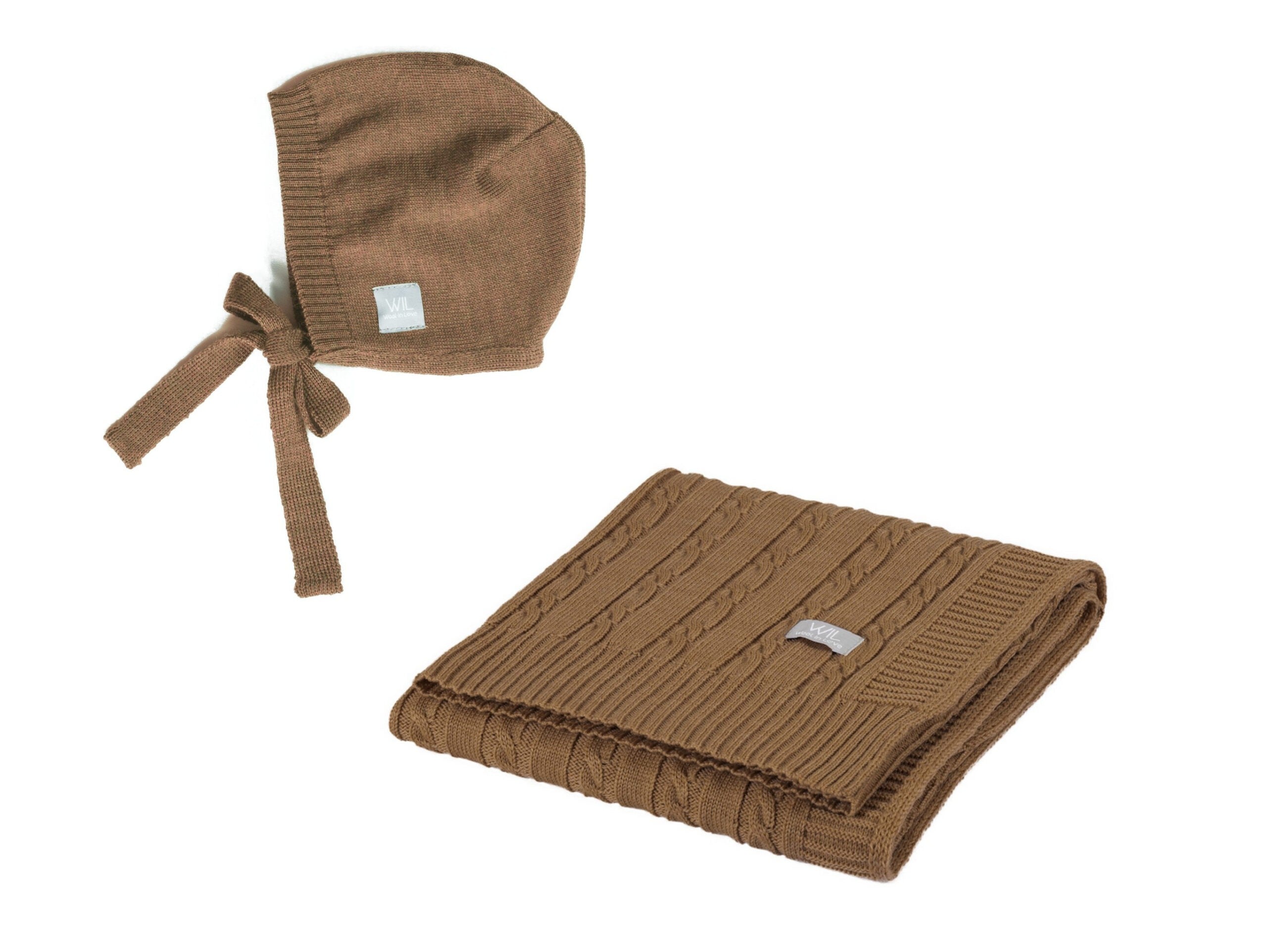 Merino Wool Baby Set HOPE Blanket and Bonnet - Snøluv