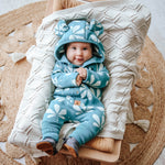 Eared Jumpsuit for Babies and Kids - Chestnut Leaves on Green