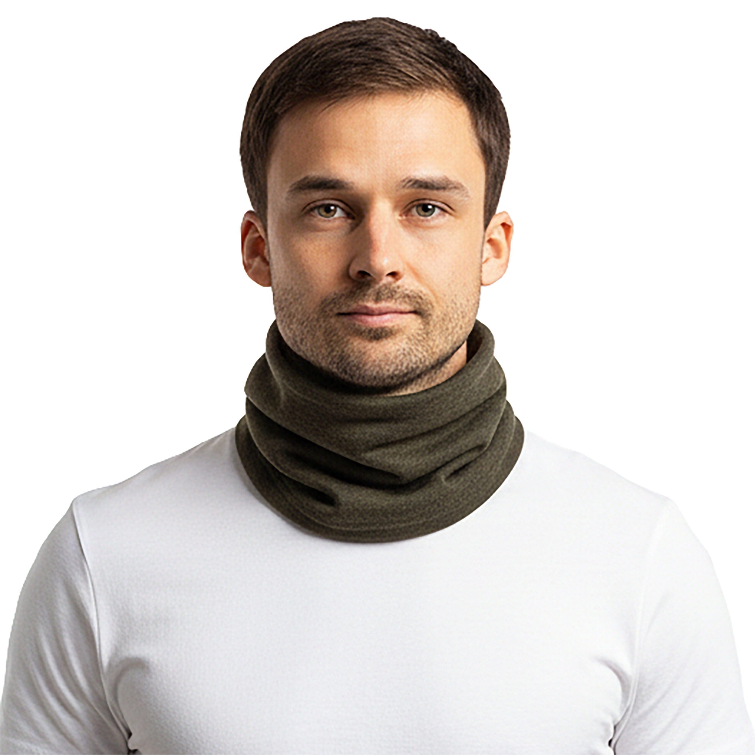 Olive merino wool neck warmer by Lenne