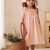 Kids Muslin Dress Milka, Peach, sizes 104 to 134