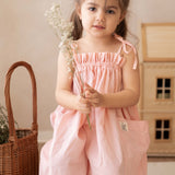 Kids Muslin Dress Milka, Peach, sewn in Poland by Zezuzulla
