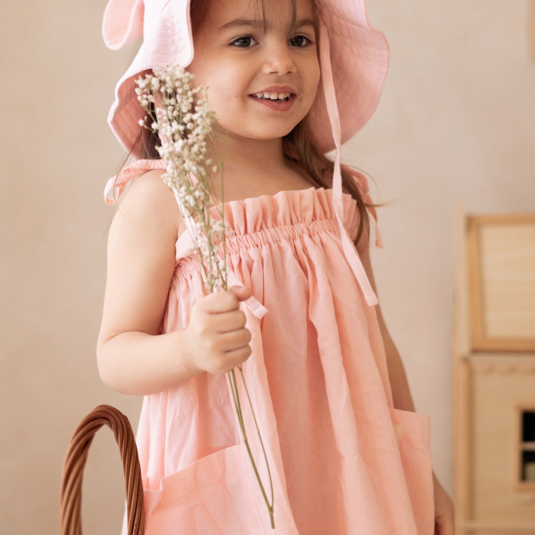 Kids Muslin Dress Milka, Peach