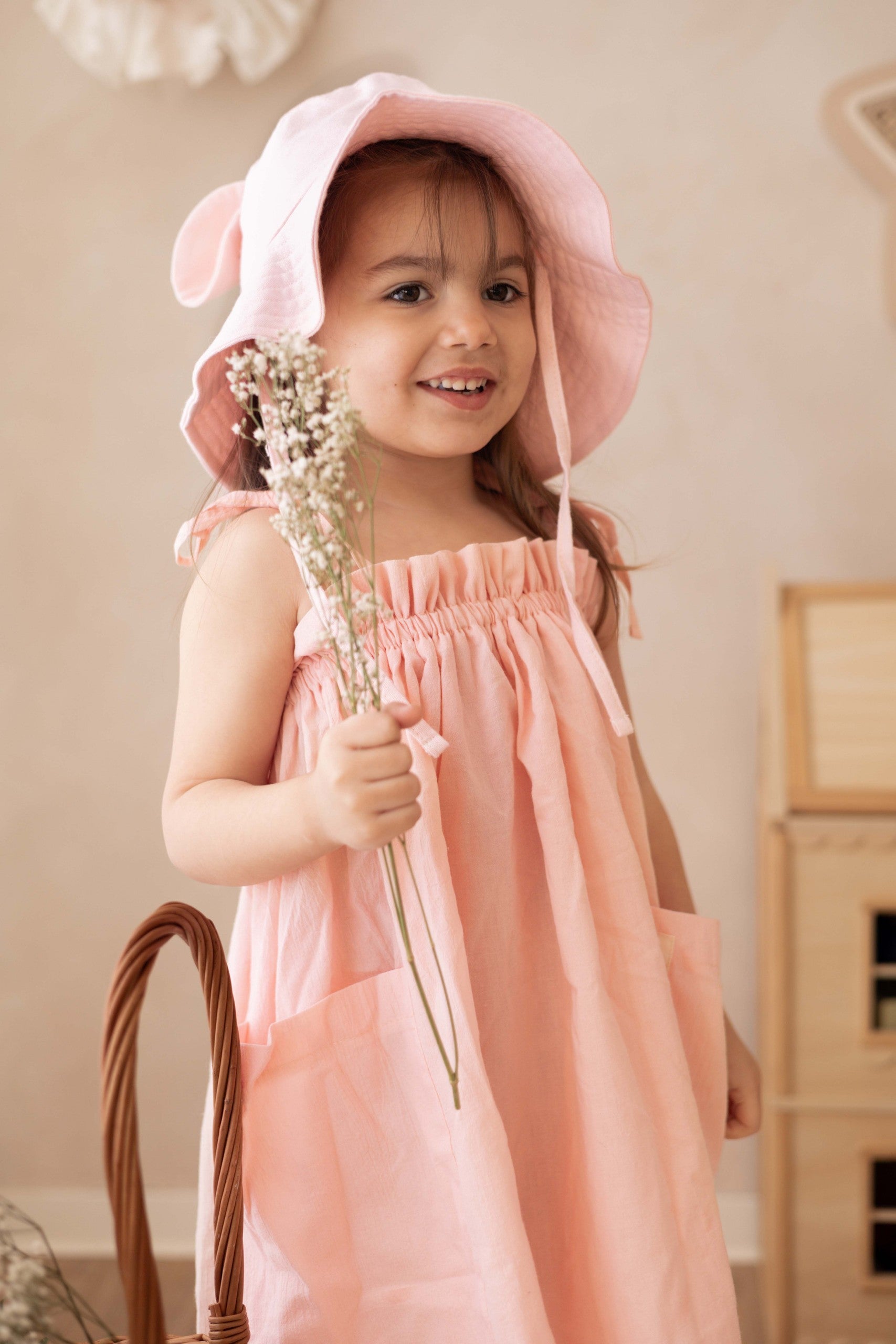 Kids Muslin Dress Milka, Peach