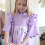 Kids Muslin Dress Sisi, Lilac, sewn in Poland by Zezuzulla