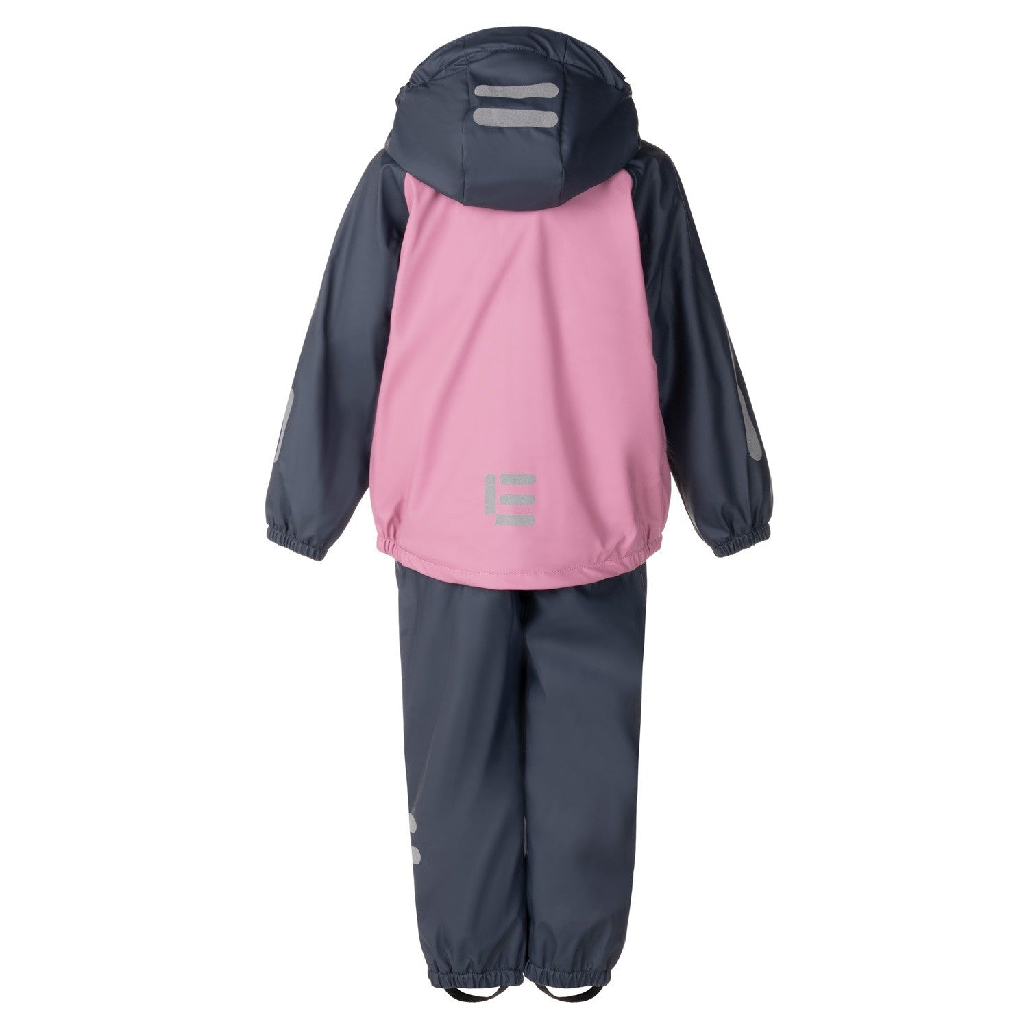 Pink and navy kids fleece lined rain set by Lenne, view 3