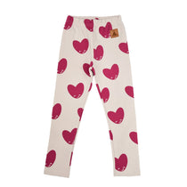 Kids cotton leggings with a raspberry heart print by Zezuzulla