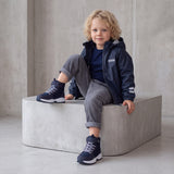 Navy kids waterproof rain jacket by Lenne, view 3