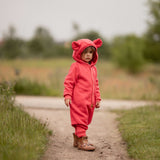 Eared Jumpsuit for Babies and Kids - Coral