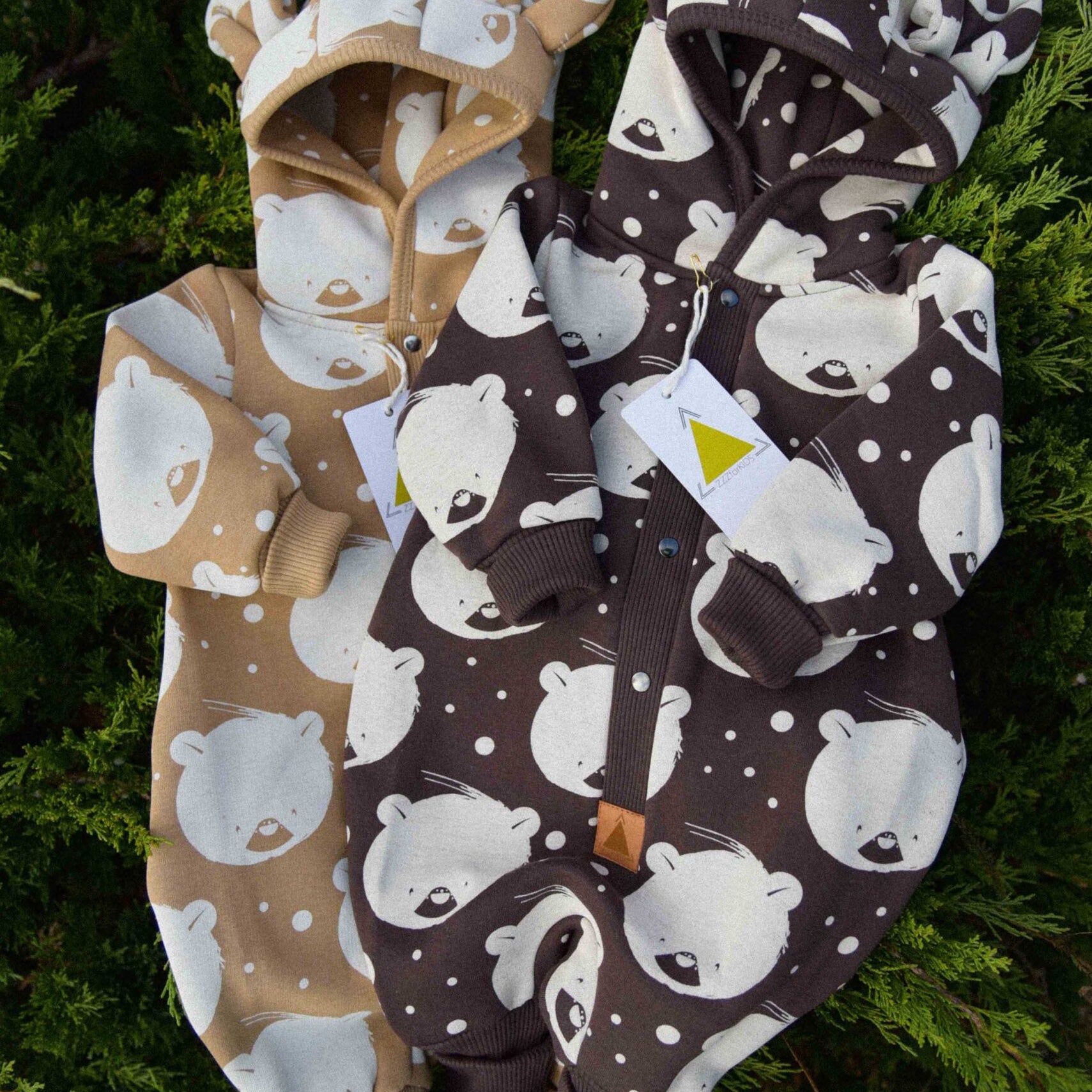 Eared Jumpsuit for Babies and Kids - Chocolate Polar Bear