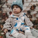 Eared Jumpsuit for Babies and Kids - Blue Hearts