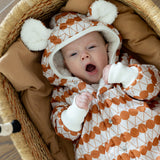Winter Jumpsuit with Teddy Lining for Babies and Kids - Orange Dots
