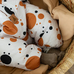 Winter Jumpsuit with Teddy Lining for Babies and Kids - Black and Orange Dots