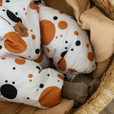 Winter Jumpsuit with Teddy Lining for Babies and Kids - Black and Orange Dots