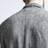 Unisex linen bathrobe in black herringbone, back length 130 cm