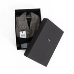 Unisex linen bathrobe in black herringbone, 100% linen, herringbone weave, back length 130 cm