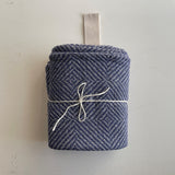 Blue herringbone linen towel, 70 × 140 cm, 100% linen, prewashed