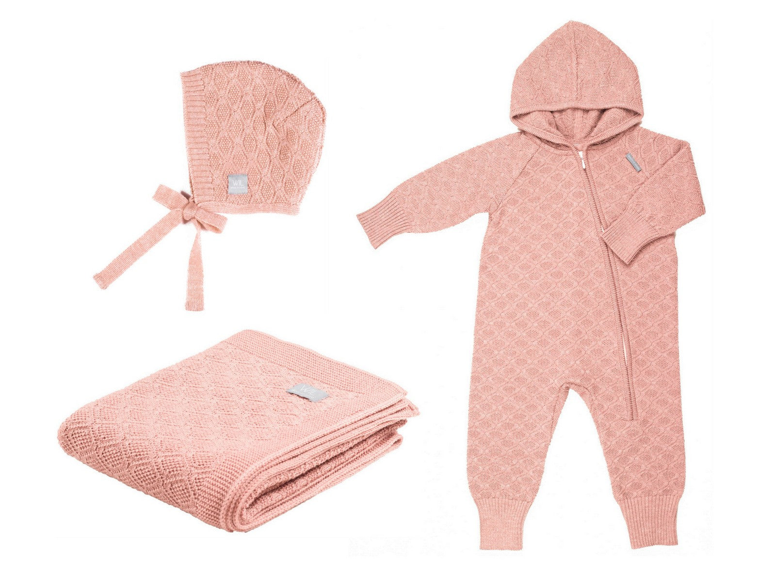 Merino Wool Baby Set HAPPINESS - Blanket, Romper and Bonnet - Snøluv