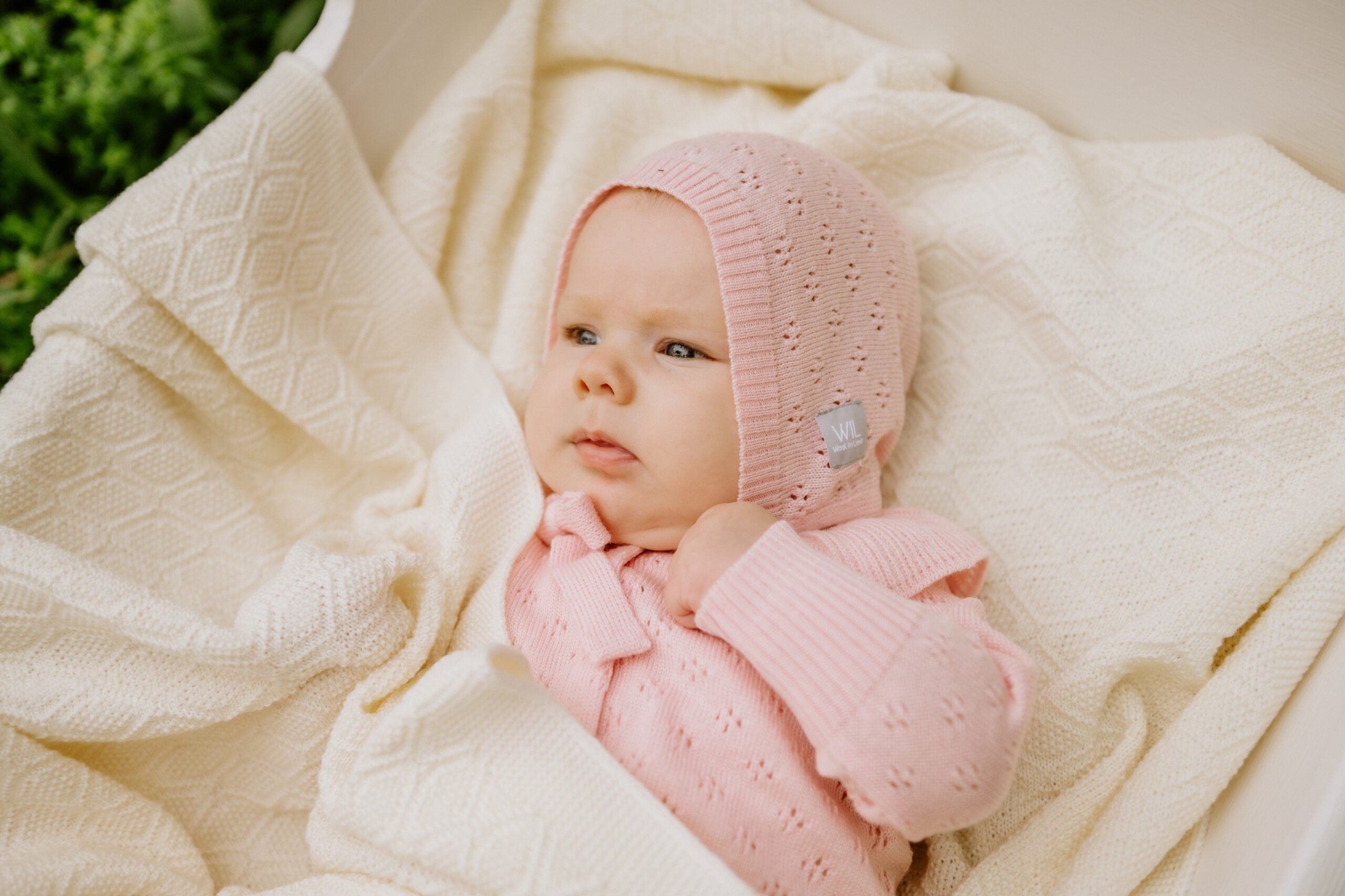 Merino Wool Baby Set HAPPINESS - Blanket, Romper and Bonnet - Snøluv