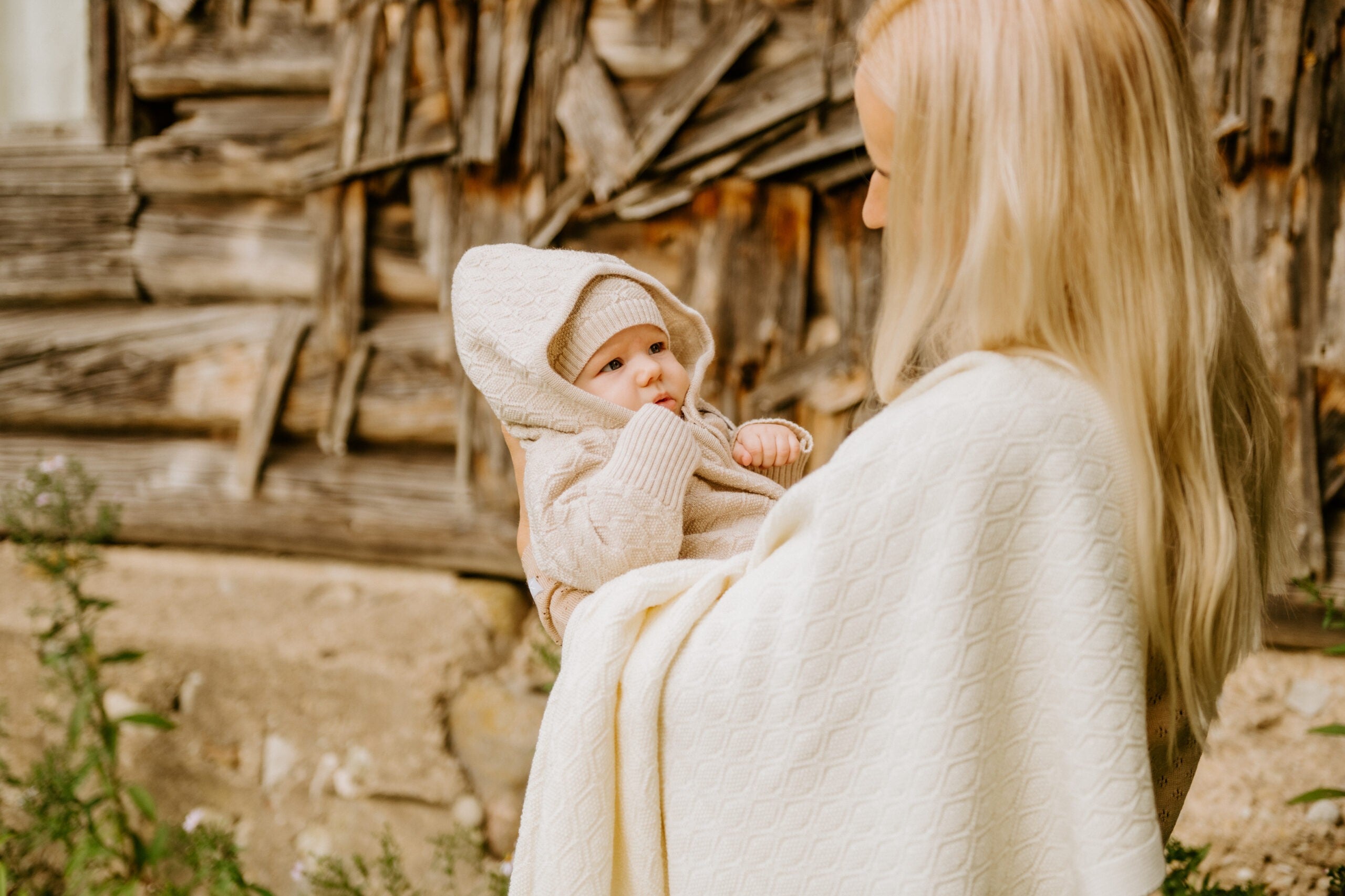Merino Wool Baby Set HAPPINESS - Blanket, Romper and Bonnet - Snøluv